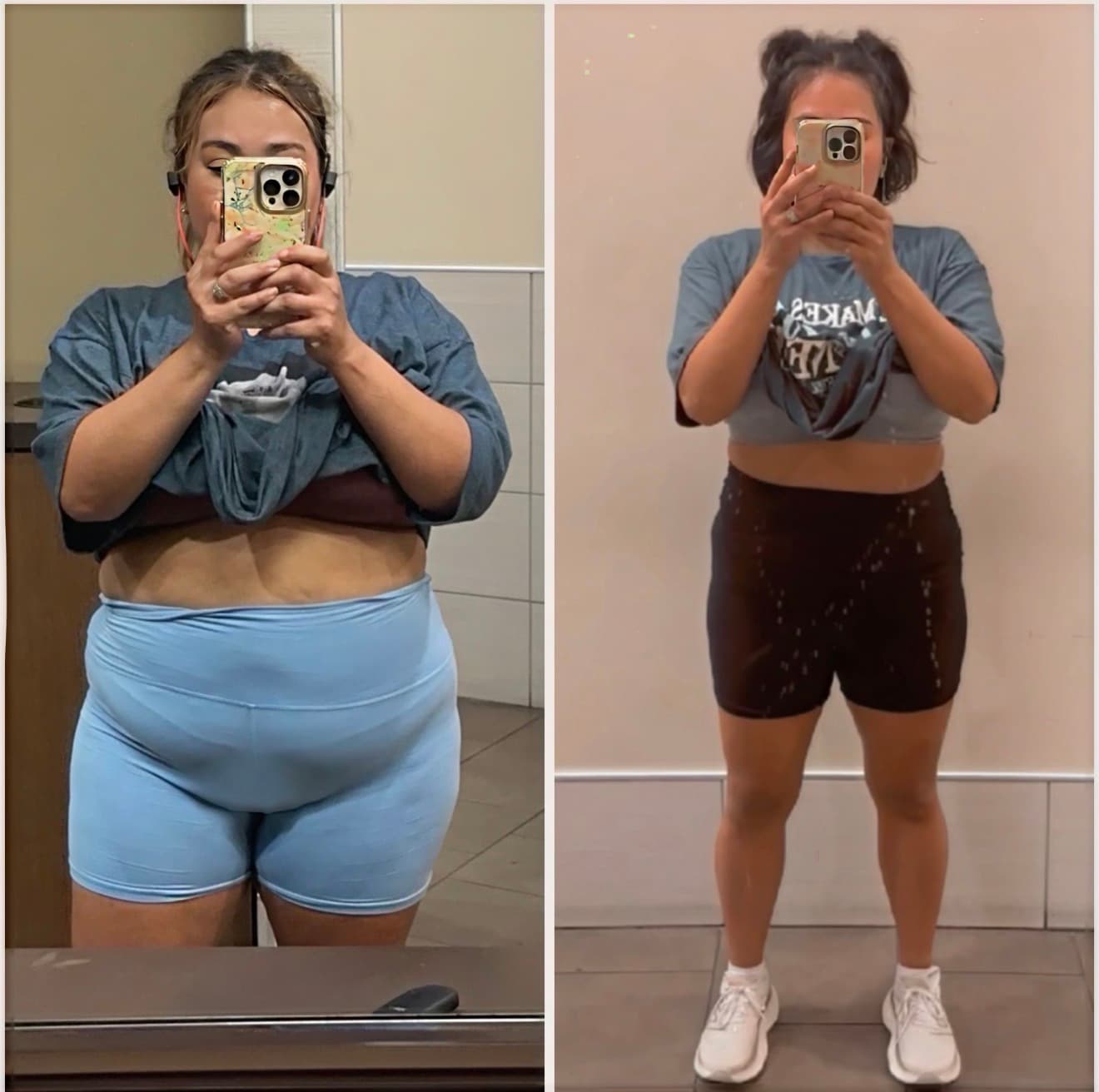 Before and after weight-loss transformation — Us To You Mobile Health patient