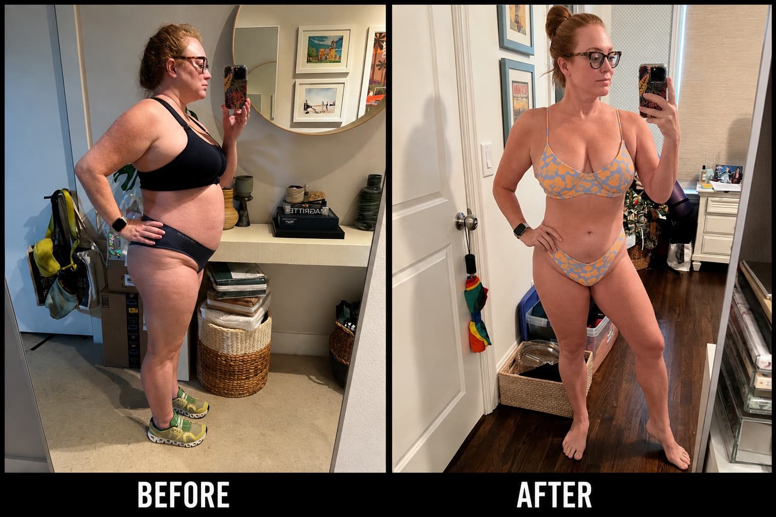 Before and after weight-loss transformation — Us To You Mobile Health patient