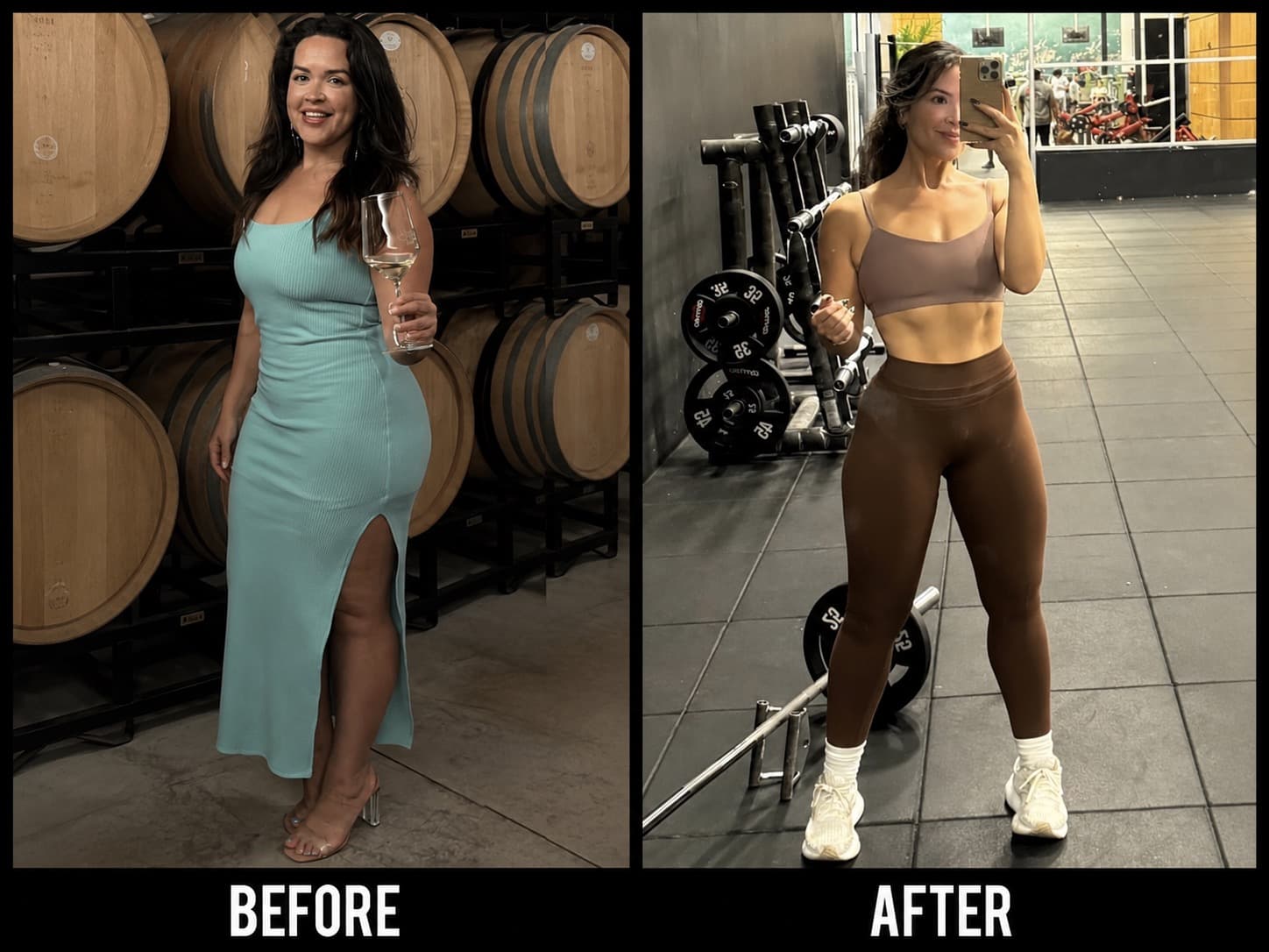 Before and after weight-loss transformation — Us To You Mobile Health patient